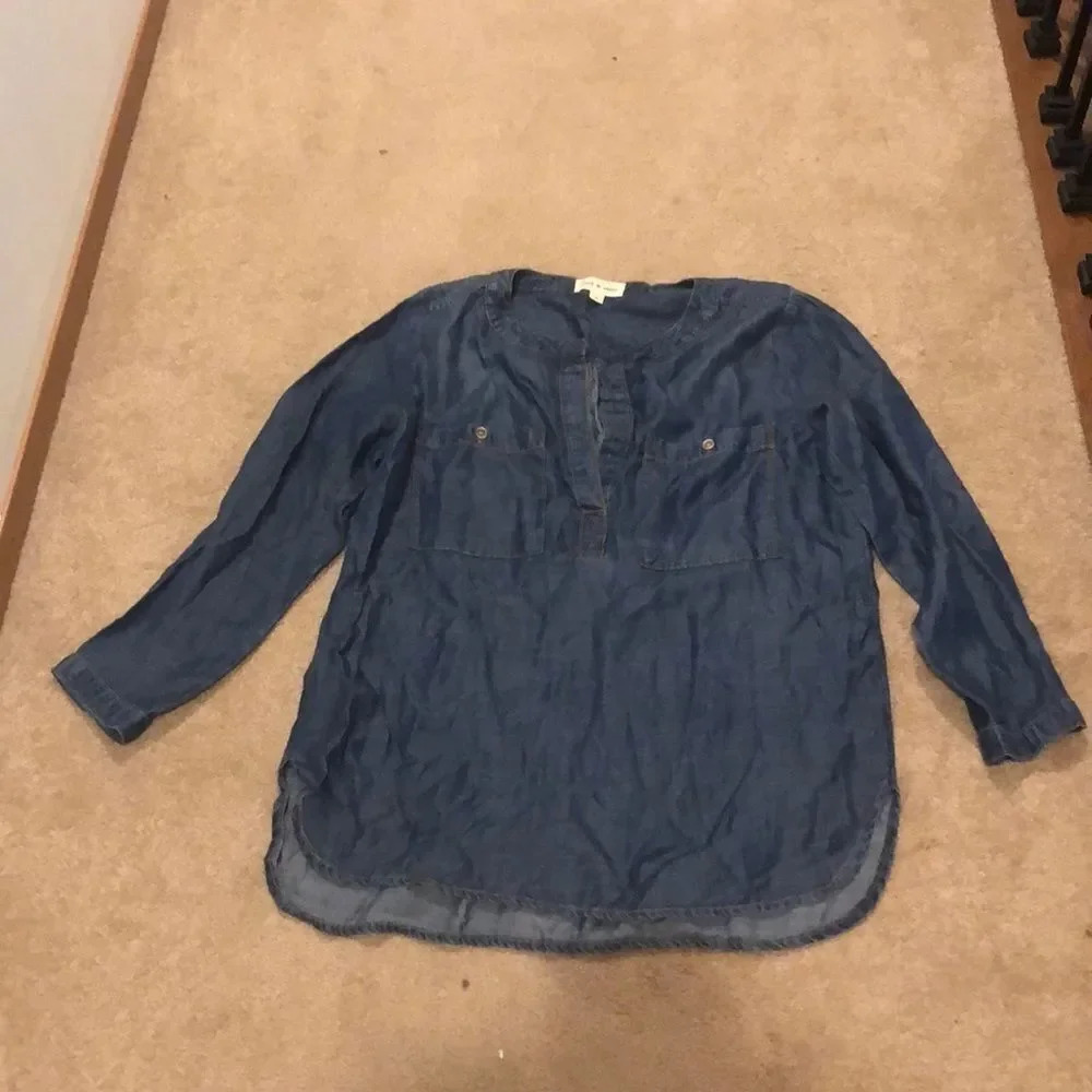 CLOTH and stone V-neck denim shirt